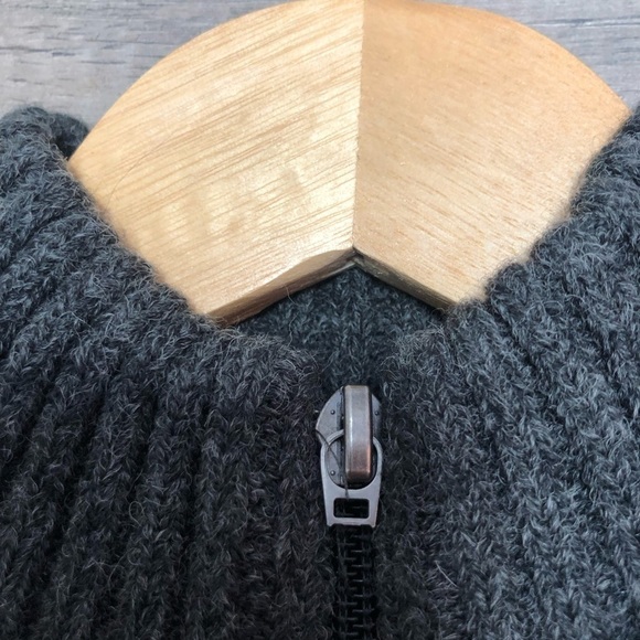 Vintage Zip Up Neutral Wool Blend Turtleneck Knit Cardigan Sweater Small - Picture 10 of 10